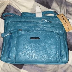 Floral embossed purse cross body